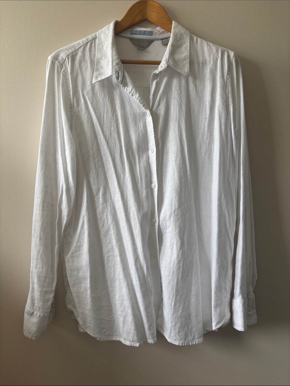 Ted Baker Linen Blend Classic White Button-Up Shirt
